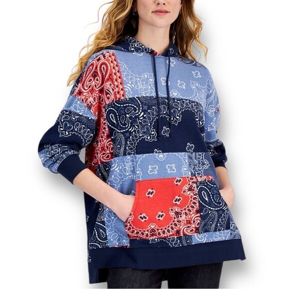 STYLE & CO. Women’s Bandana Patch Oversized Hoodie in the Size X-Large - Picture 7 of 12